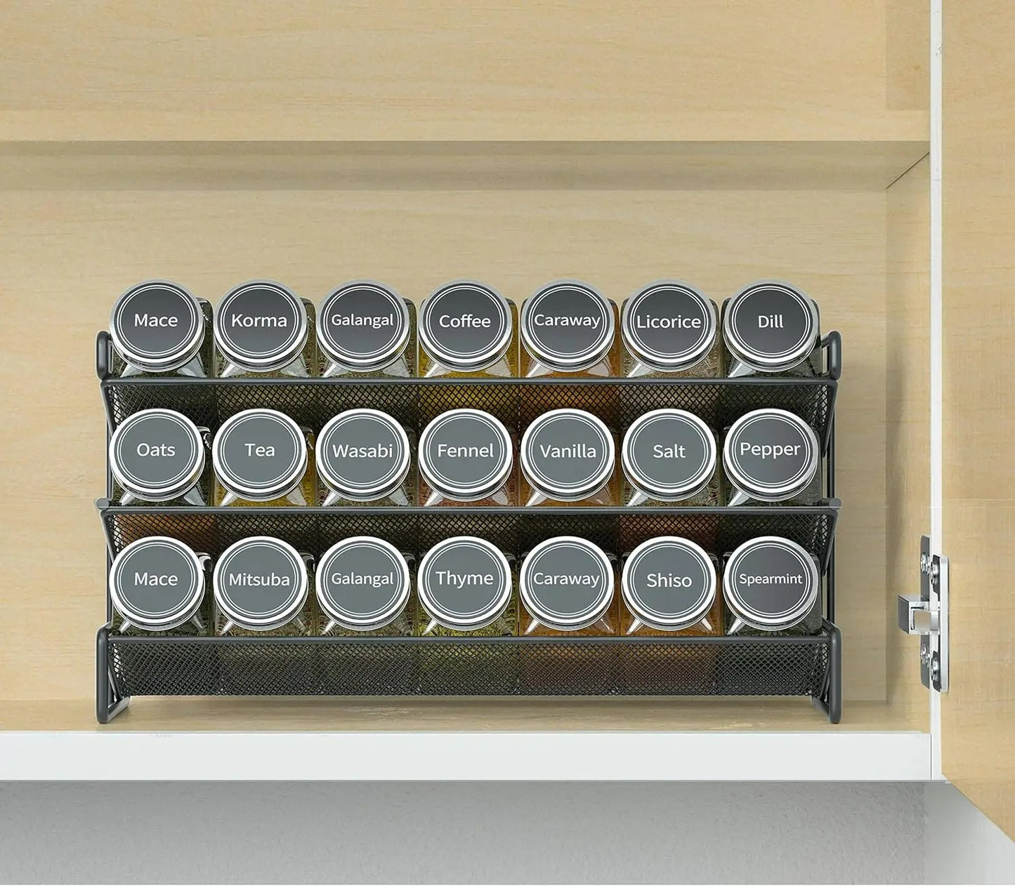 Spice Rack Organizer with 28 pcs Spice Jars & Free Labels