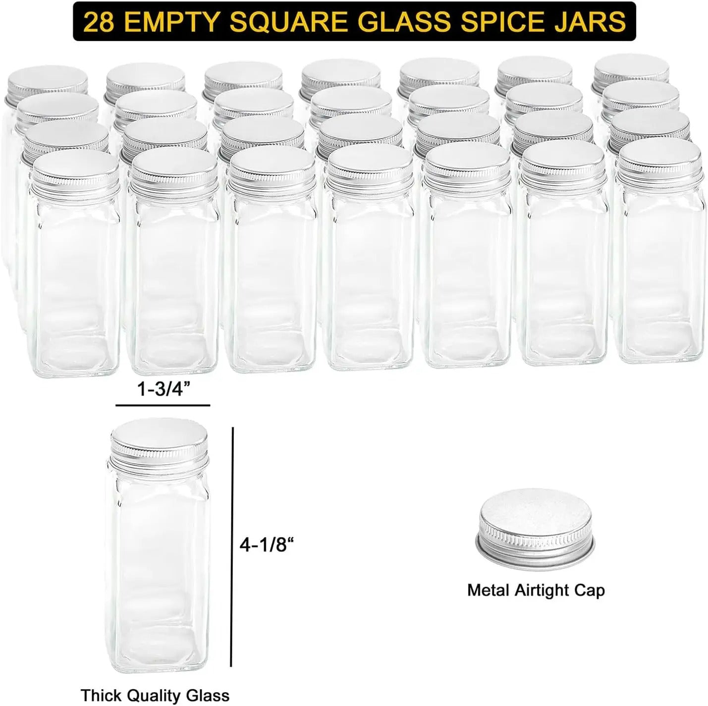 Spice Rack Organizer with 28 pcs Spice Jars & Free Labels